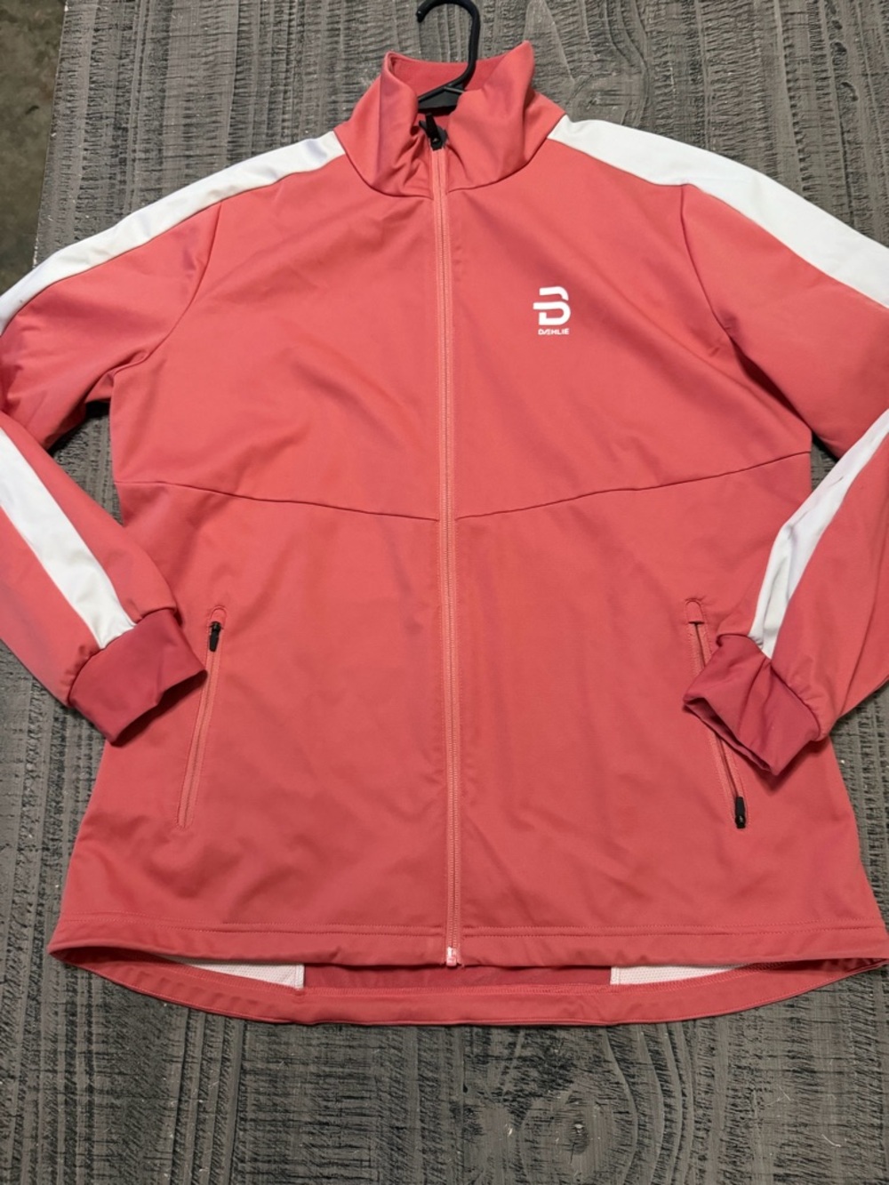 Women's Coral Dusty Red Davos Jacket with White Shoulder Stripes by Daehlie